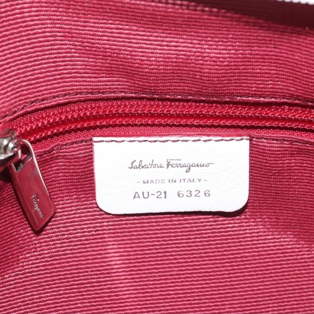 Salvatore Ferragamo Gancini Satchel in Blush Jacquard and White Leather - Picture 2 of 11